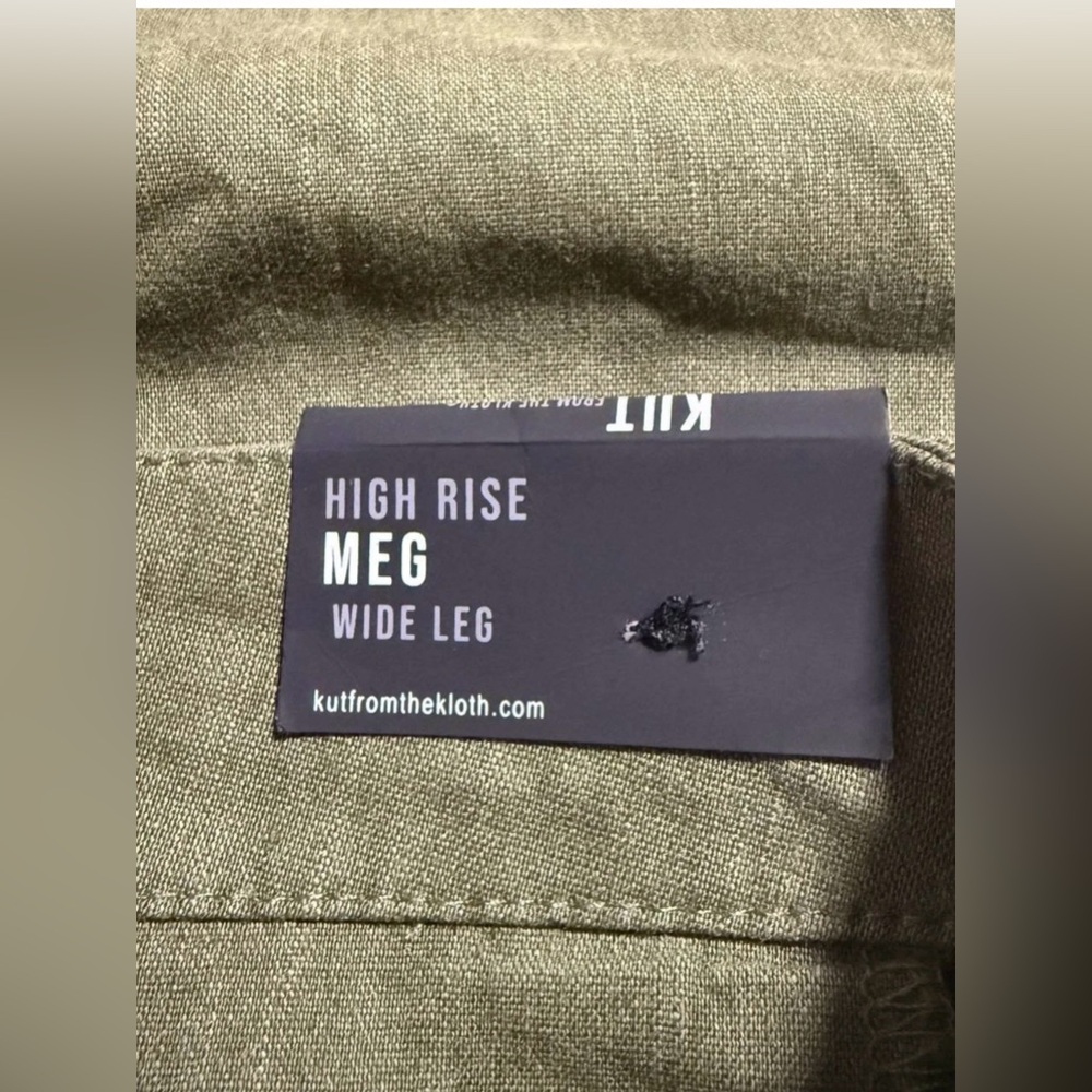 NWT Kut From The Kloth Meg Linen Wide Leg Trouser Drak Green Size 8 - Picture 10 of 10